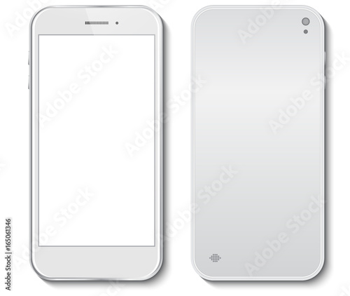 White Mobile Phone front and back side vector illustration