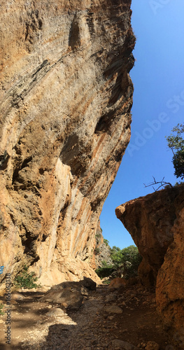 Overhanging rock between Lisos and Sougia, E4 European long distance hiking path, Crete, Greece