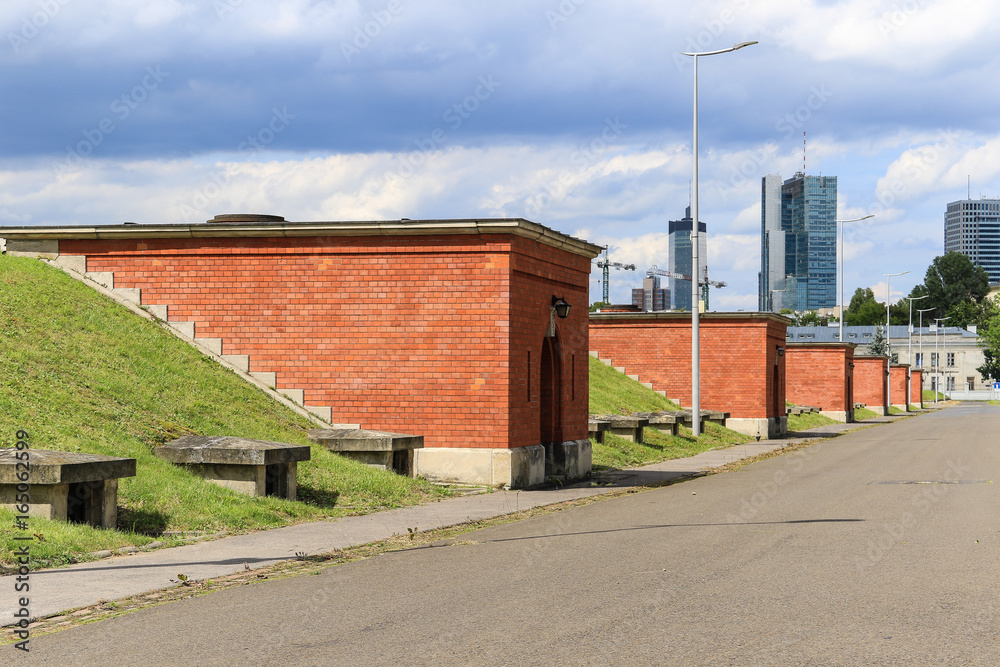 Red brick elements of slow filter plant in Lindley Warsaw Filters