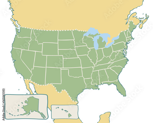 cartoon map of USA