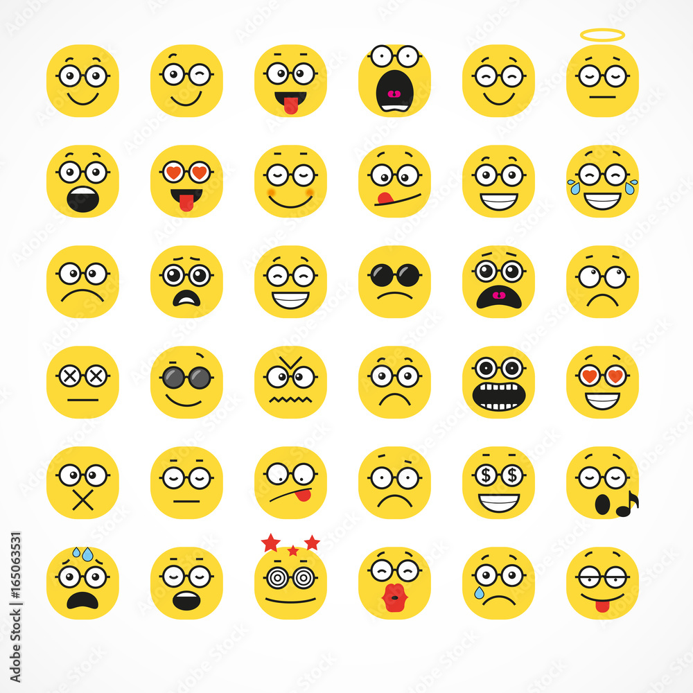 Smiling Cartoon Face Positive People Emotion Smiling Cartoon Face Positive People Emotion