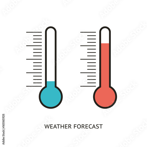 Flat design icons of thermometer