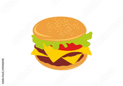 Hamburger vector illustration. Hamburger cartoon. Hamburger on a white background