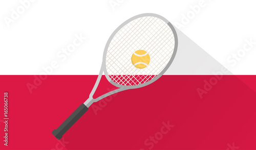 tennis ball and racket on poland flag background