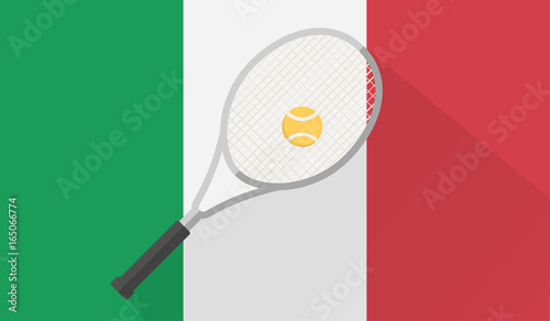 tennis ball and racket on italian flag background