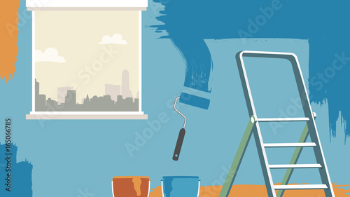 House reparation. painting walls Background Vector for advertise, banner, projects