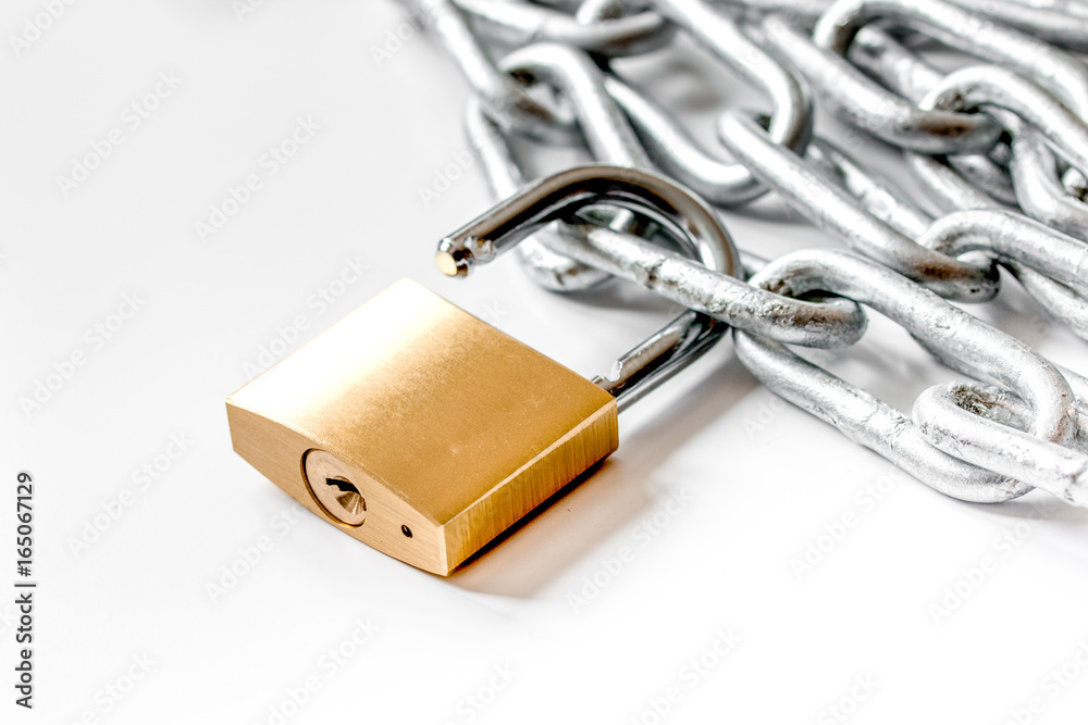 concept data protection metal chain on white background concept data protection metal chain on white background