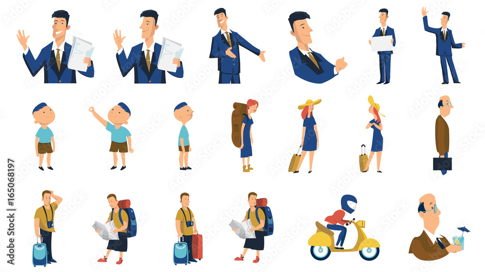 Human characters. Business concept Travel perfect for animation or cartoon. lifestyle story business woman business man Vector illustration