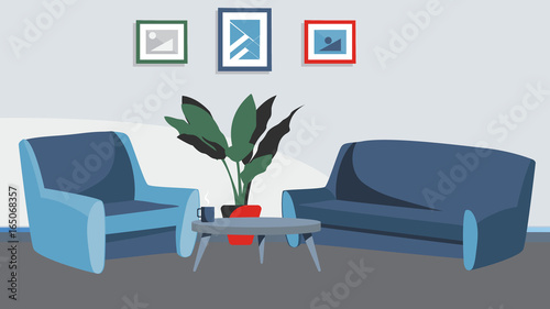 Home livingroom background with sofa and armchair Vector for cartoon,  animation, advertise, campaing Stock Vector | Adobe Stock