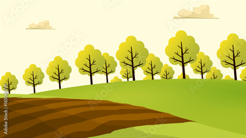 Agriculture and Farming landscape view. Agrotourism. Agribusiness. Rural landscape. Design elements for info graphic, websites and print media. Vector illustration