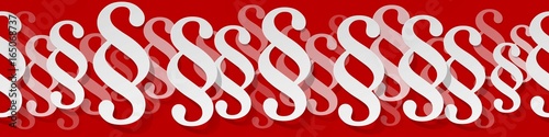 Paragraph white symbol paper banner on a red background.