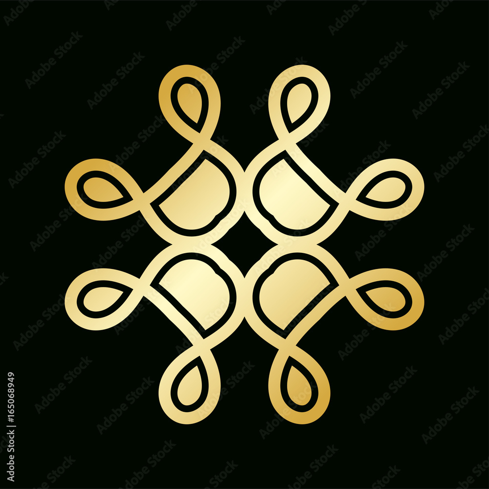 Obraz premium Golden ornamental abstract vintage logo on dark background. Template for design