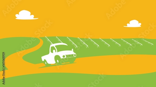 Agriculture and Farming landscape abstract view. Agrotourism. Agribusiness. Rural landscape. Design elements for info graphic, websites and print media. Vector illustration