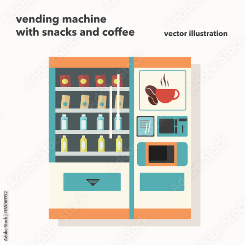 Vector illustration Vending machine with snacks and coffee in flat style