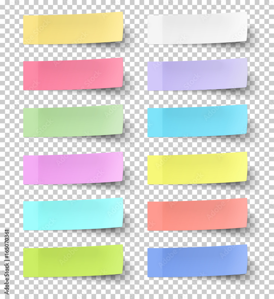 Colour sticky notes isolated on transparent background Colour sticky notes isolated on transparent background