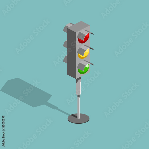 Traffic light isometric vector illustration