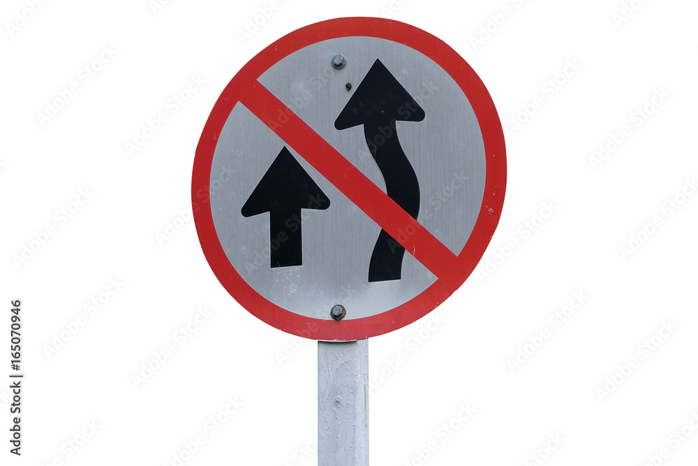 Sign tell do not overtake on this road isolated on white background with clipping path. Sign tell do not overtake on this road isolated on white background with clipping path.