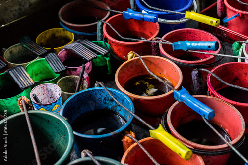 Close up of colour pallet for making batik