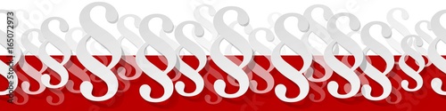 Paragraph white symbol paper banner on a white red polish flag background. 