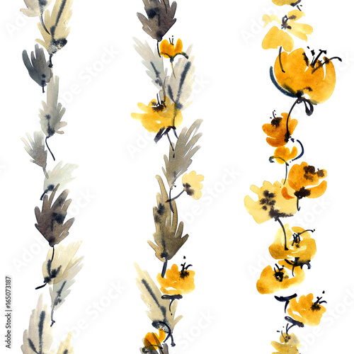 Yellow flowers with leaves