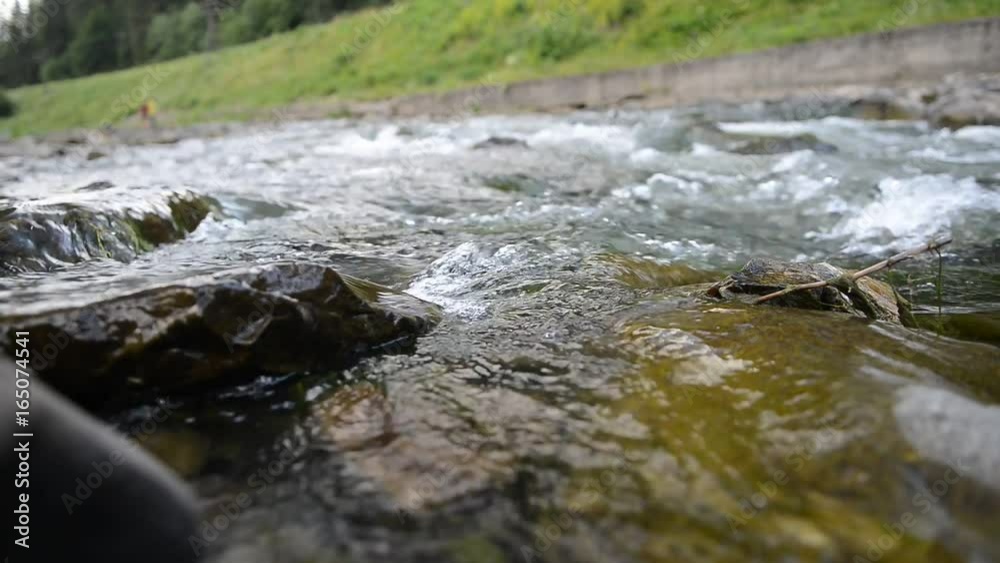 Mountain River with Stones with Transparent Water Mountain River with Stones with Transparent Water