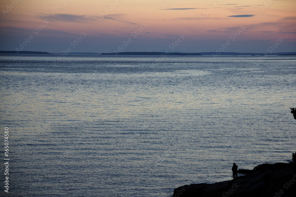 Sunset on the ocean in Southwest Harbor Maine