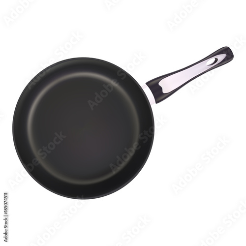 Black Metal Frying Pan Isolated On A White Background. Vector. photo