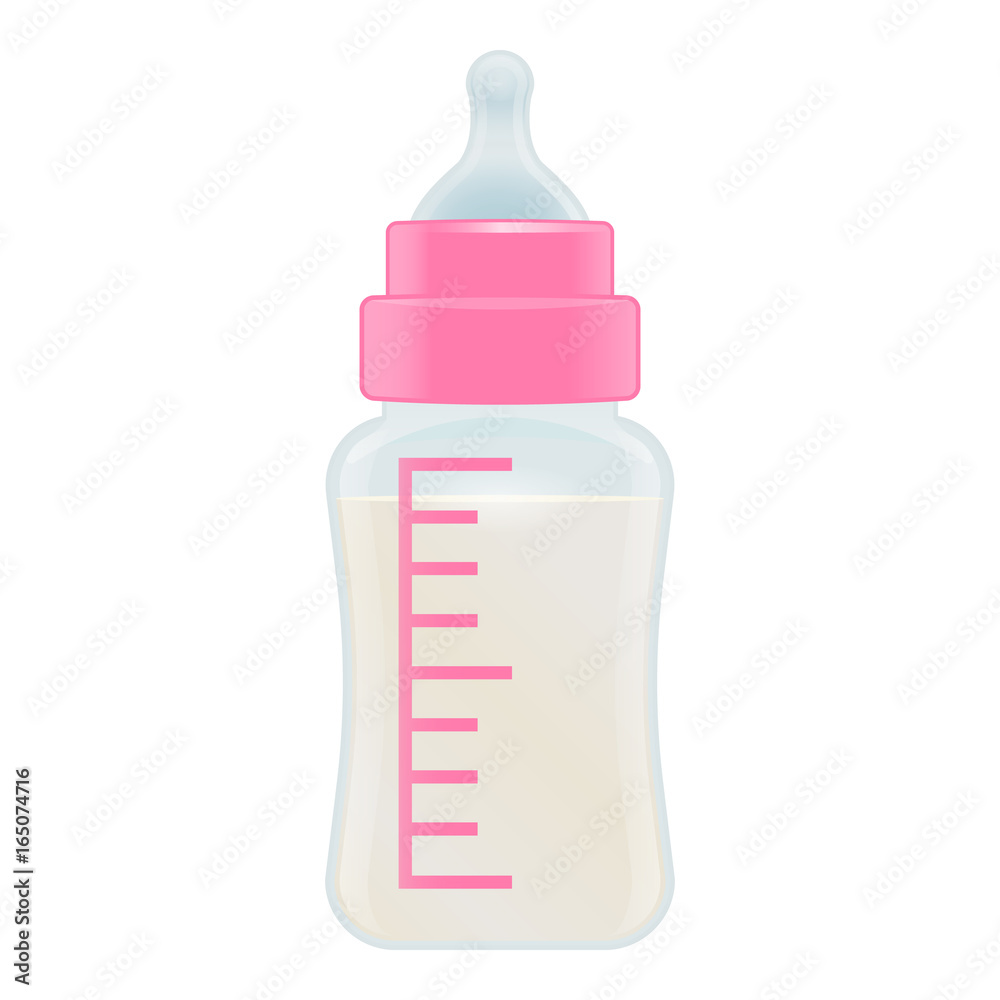Pink Baby Feeding Bottle Isolated On A Background. Vector Illustration. Pink Baby Feeding Bottle Isolated On A Background. Vector Illustration.