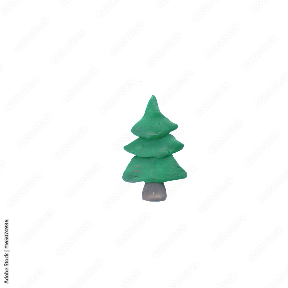 Fototapeta premium Plasticine Christmas tree sculpture isolated