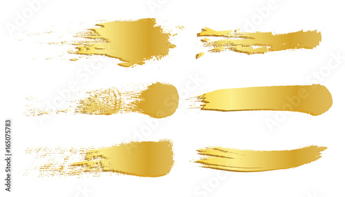 Collection of golden paint strokes to make a background for your design, golden hot foil, gold leaf