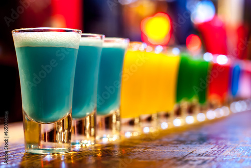 Colorful cocktails on a bar...