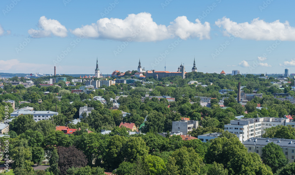 Scenic summer panorama of the city Tallinn, Estonia