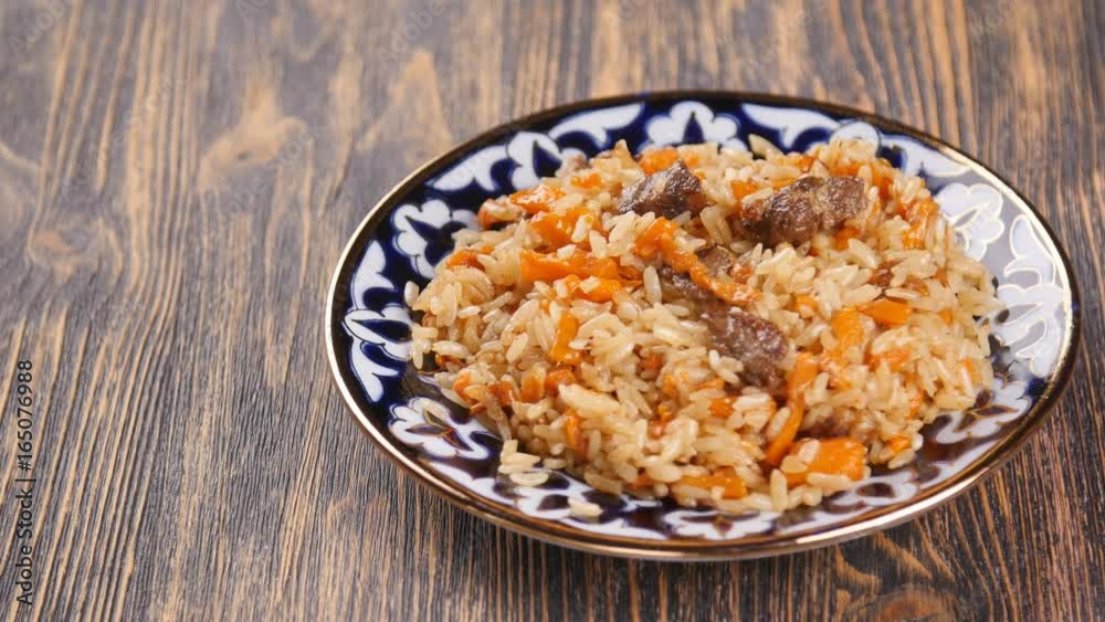 Dish with pilaf Uzbek dishes