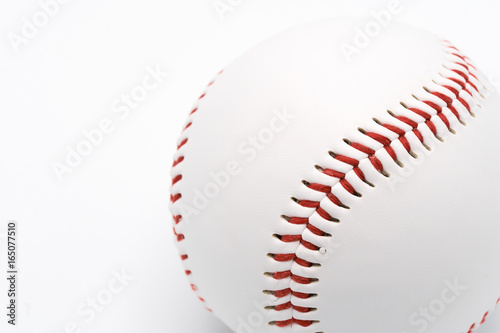 Isolated baseball on a white background and red stitching baseball.