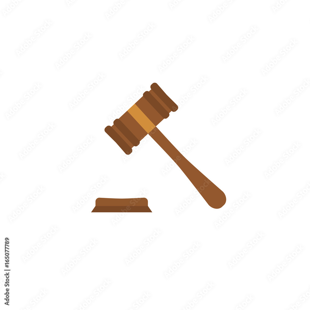 Judge or auction hummer. Flat style icon. Vector illustration Judge or auction hummer. Flat style icon. Vector illustration