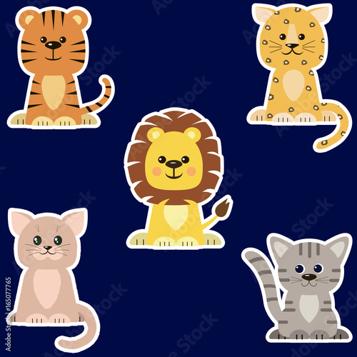 Set of different kinds of cats stickers.