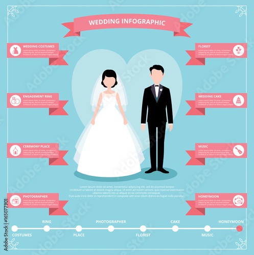Infographics planning wedding flat vector illustration