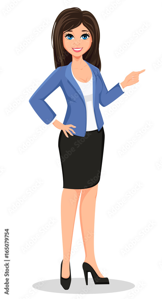 Business woman in office style clothes showing Business woman in office style clothes showing