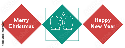 Vector christmas wishes banner with linear icon of gloves