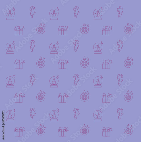 vector christmas pattern with linear icons