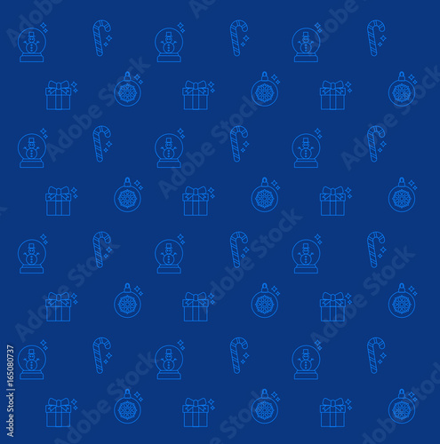 vector christmas pattern with linear icons
