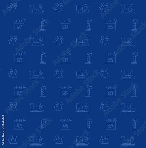 vector christmas pattern with linear icons