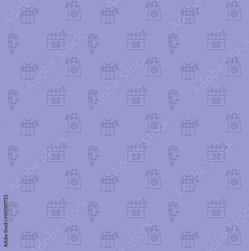 vector christmas pattern with linear icons