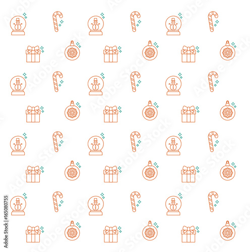 vector christmas pattern with linear icons