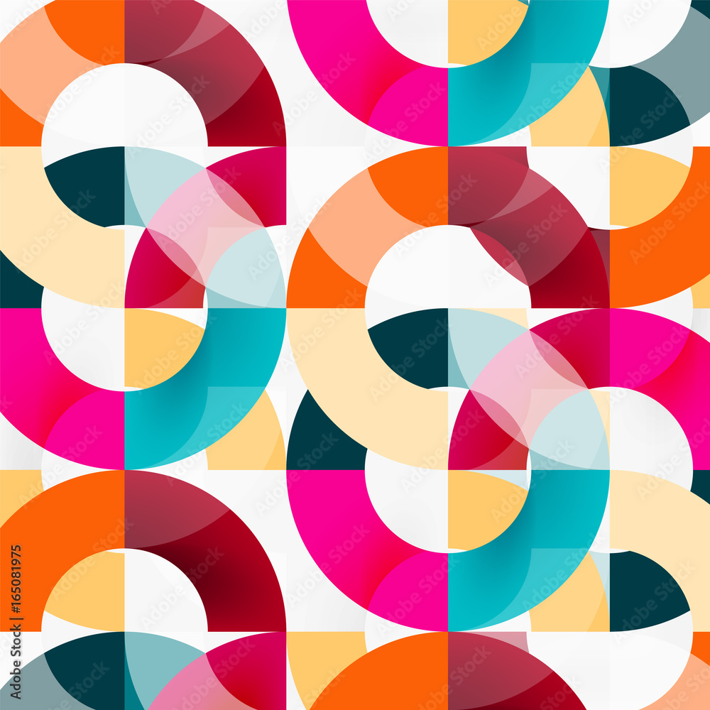 Fototapeta premium Colorful rings on grey background, modern geometric pattern design