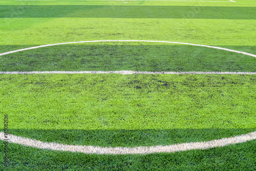 Artificial turf,soccer field,White stripe on the artificial soccer field © uthaiphoto