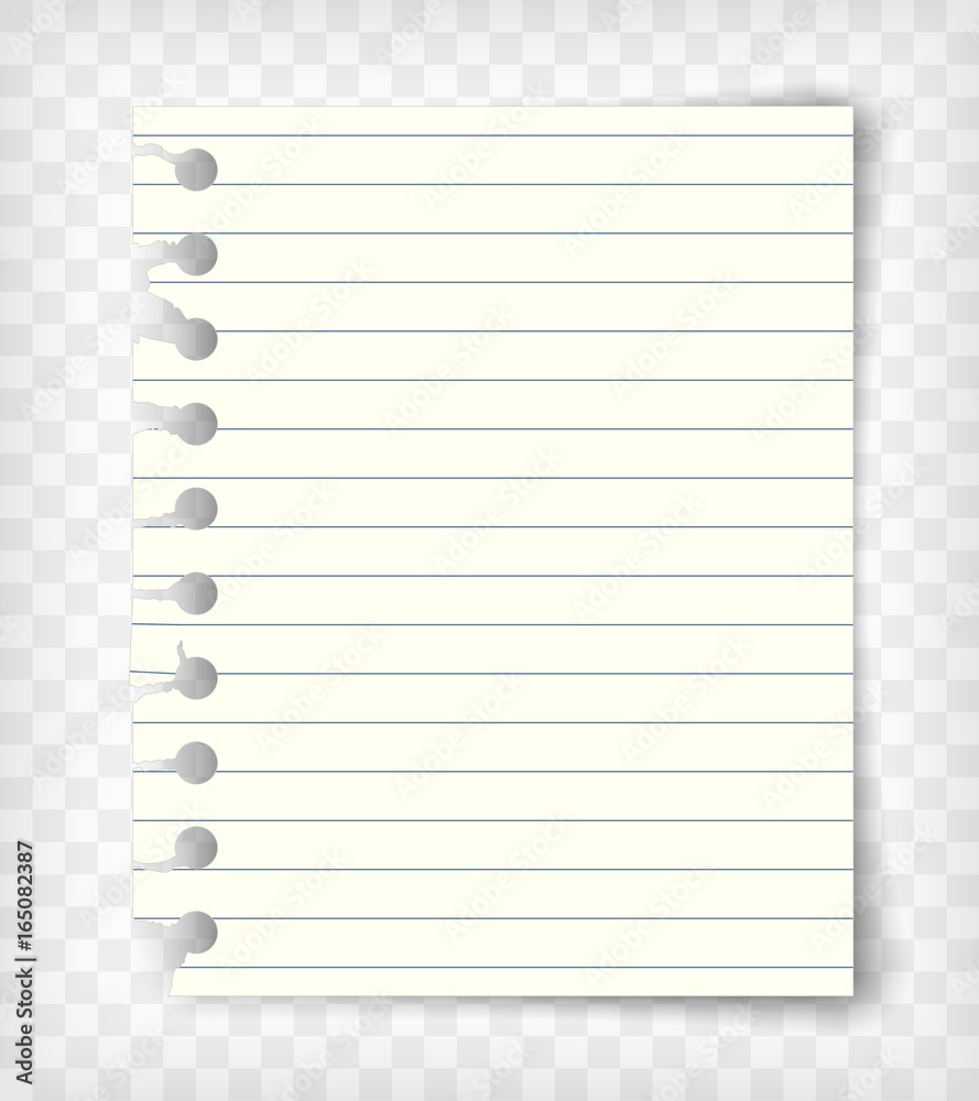 Blank lined note book page with torn edge Blank lined note book page with torn edge