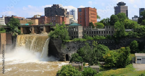 4K UltraHD View of the High Falls in the city of Rochester, New York