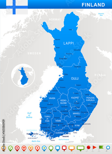 Finland - map and flag illustration