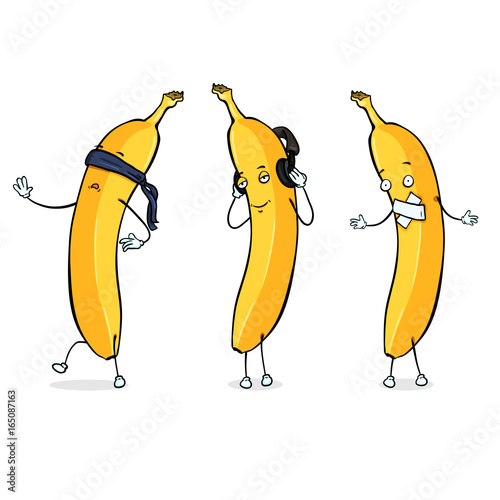 Vector Banana Character - Blind, Deaf and Mute.